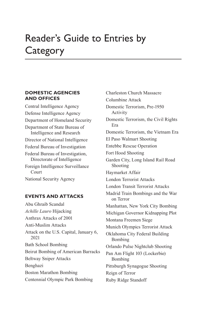 Combating Terrorism in the 21st Century: American Laws, Strategies, and Agencies page xiii