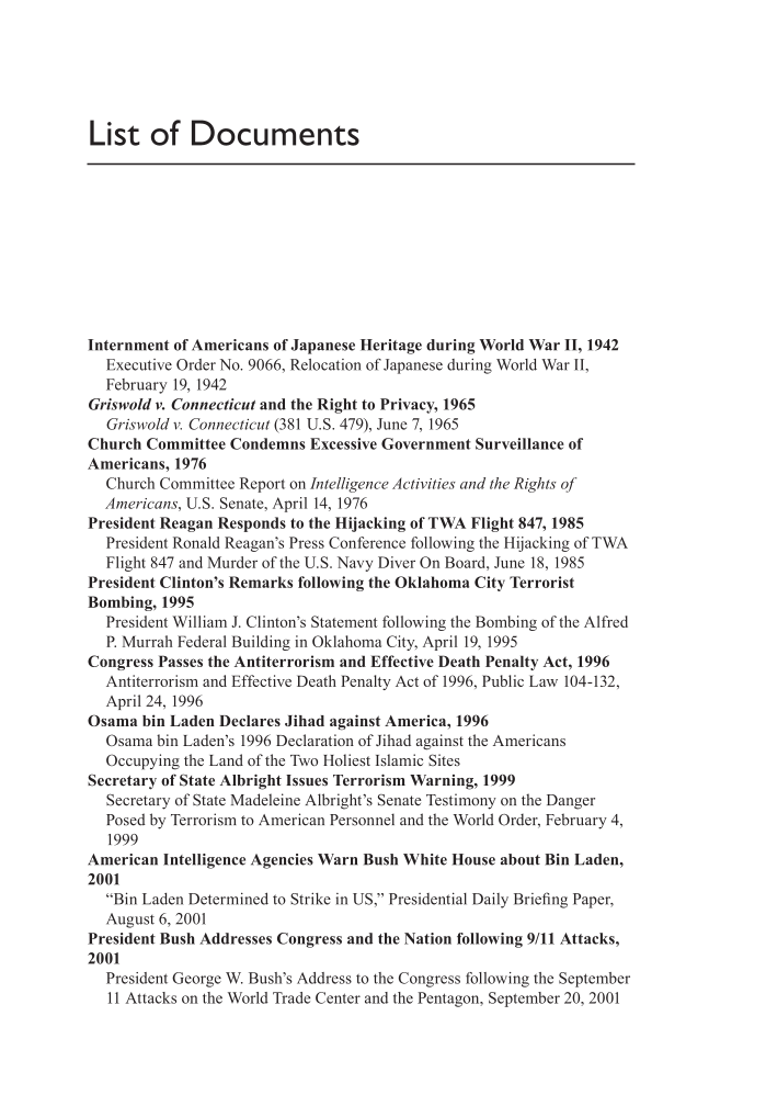 Combating Terrorism in the 21st Century: American Laws, Strategies, and Agencies page xvii
