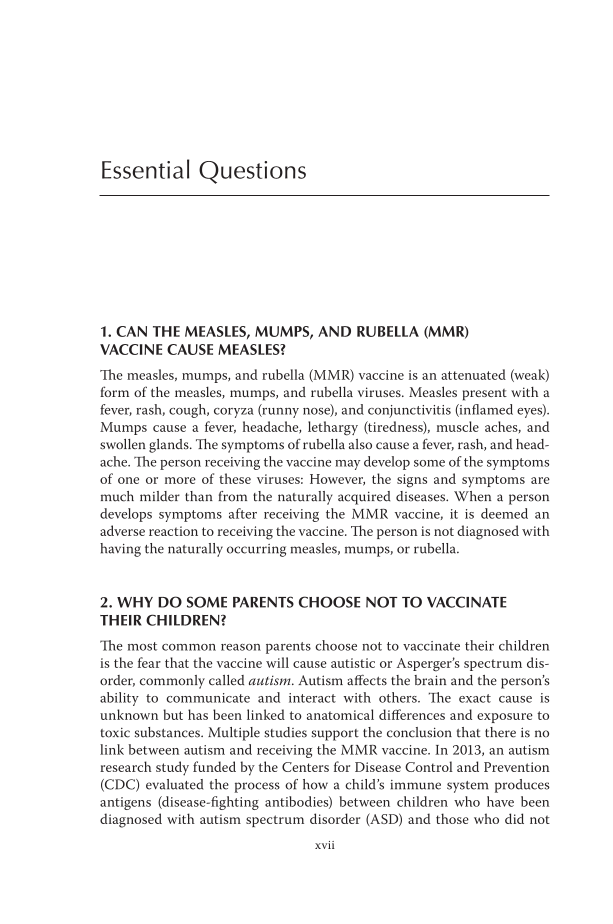 What You Need to Know about Measles page xvii