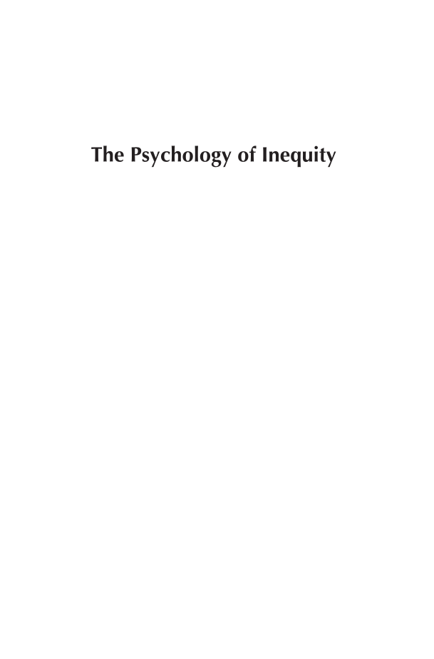 The Psychology of Inequity: Global Issues and Perspectives page i