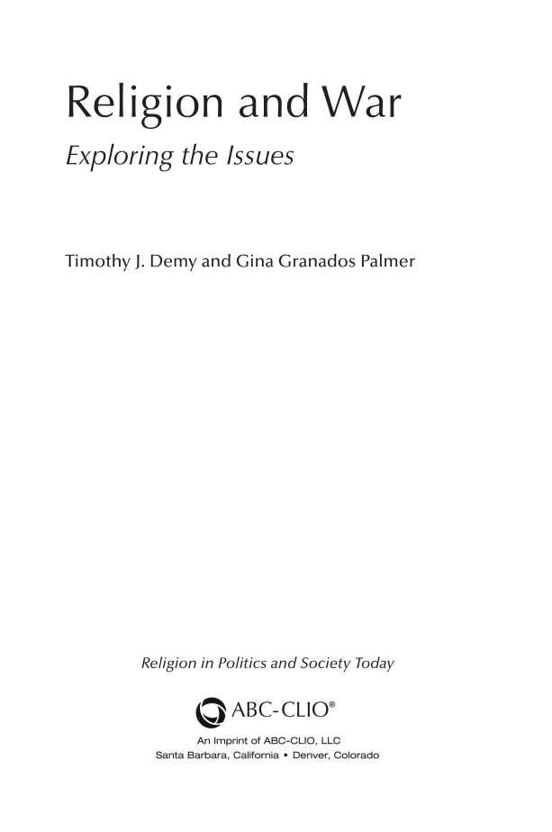 Religion and War: Exploring the Issues page iii