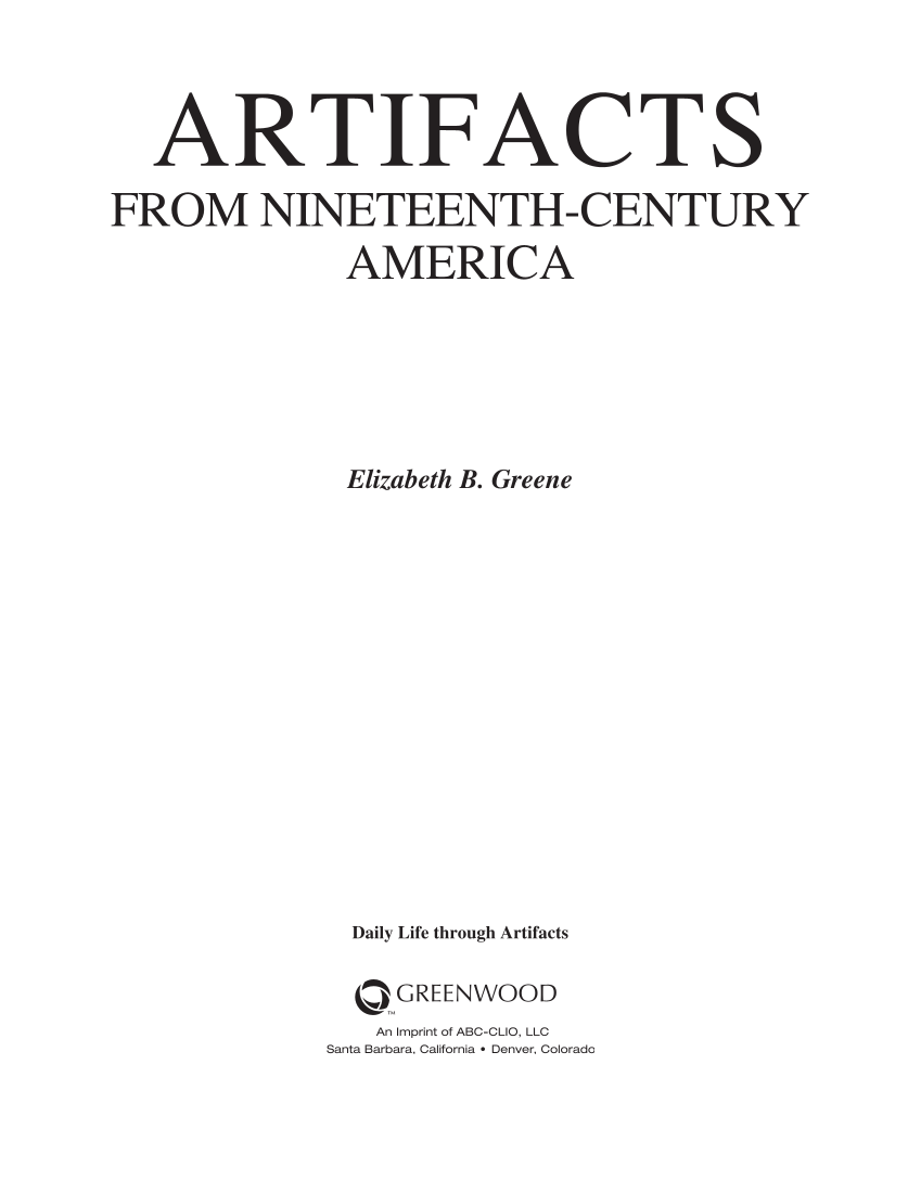 Artifacts from Nineteenth-Century America page iii