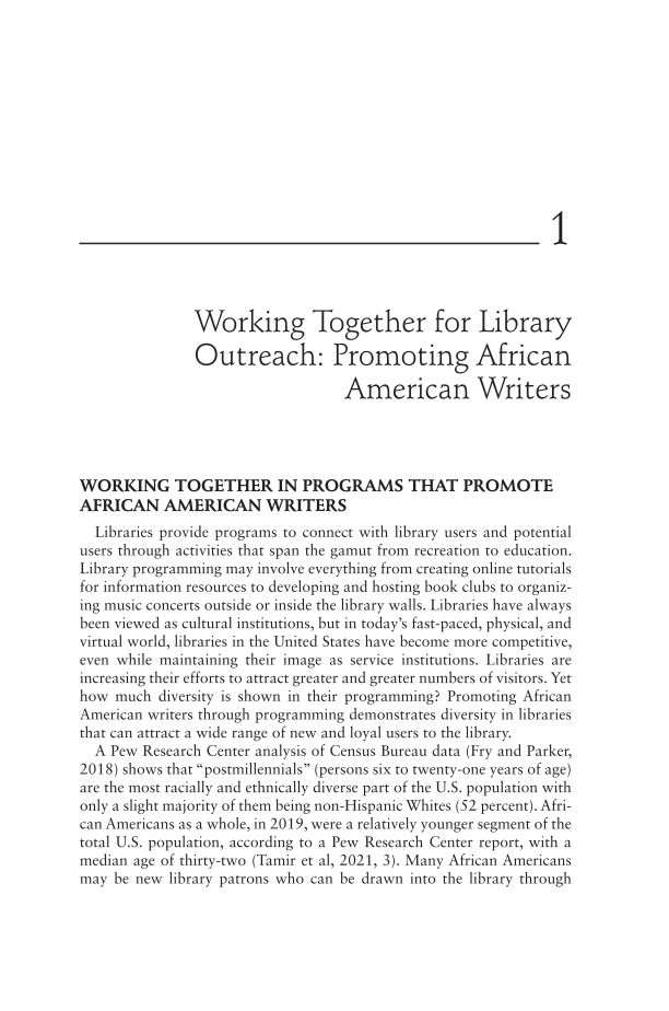 Promoting African American Writers: Library Partnerships for Outreach, Programming, and Literacy page 1