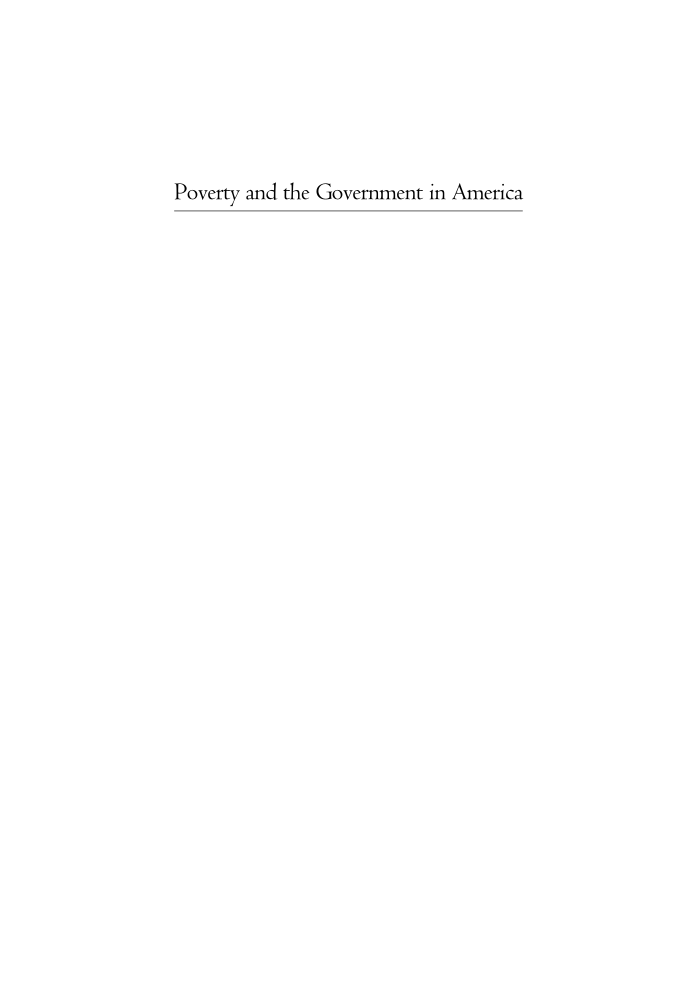 Poverty and the Government in America: A Historical Encyclopedia [2 volumes] page i