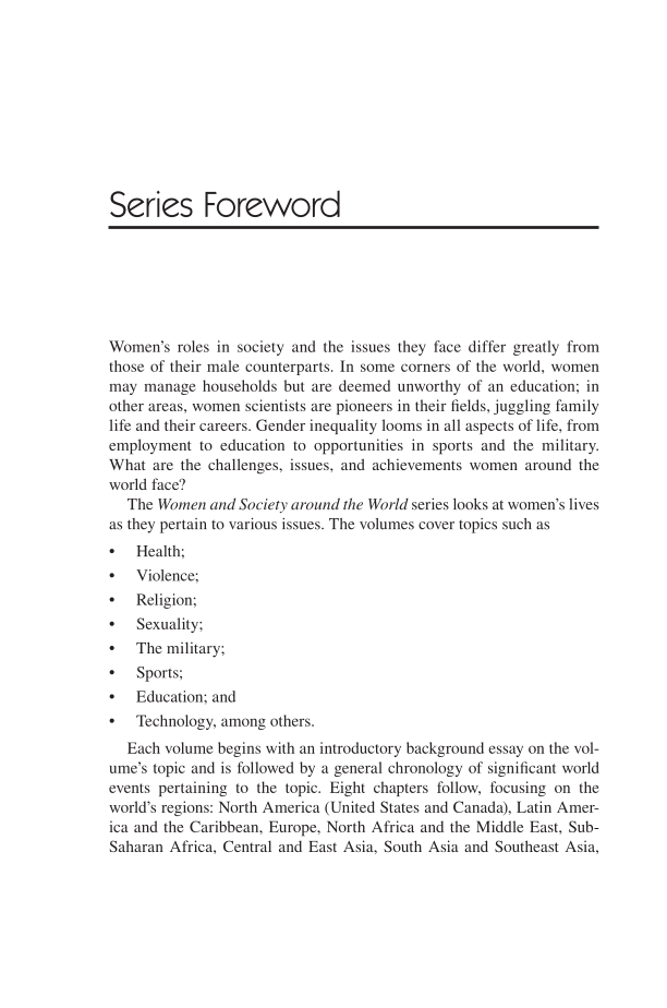 Women and Sexuality: Global Lives in Focus page vii